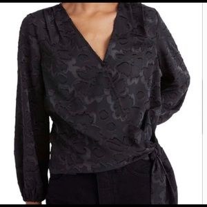 Madewell Black Floral Wrap Top